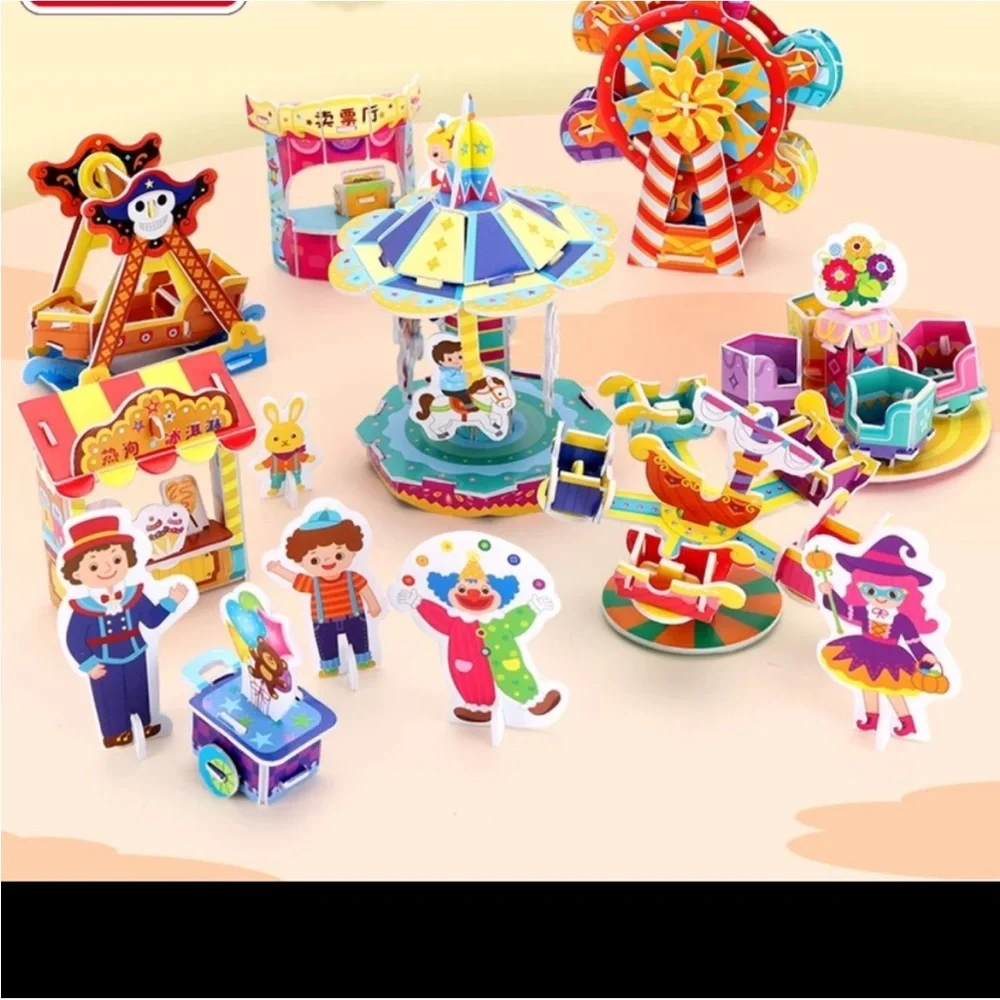 3 pack 3D puzzle craft amusement park fine motor skills building 5 6 7 8 9 +